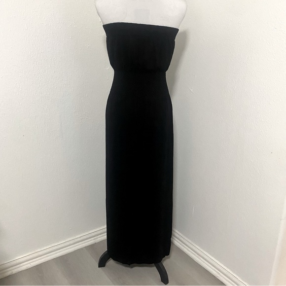 Lark + Grey Women’ Smocked Strapless Midi Casual Dress Lightweight Black S/M EUC - Picture 3 of 6